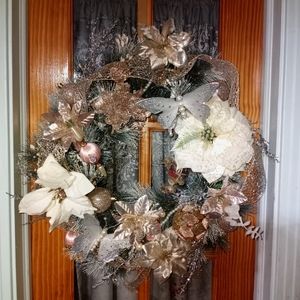 Glam Sparkly Silver Christmas Snow Covered Pine Wreath